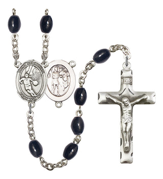 Saint Sebastian and Basketball Rosary with 8X6mm Black Onyx Beads