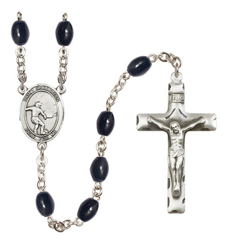 Silver-Plated 8x6mm Saint Sebastian / Soccer Rosary