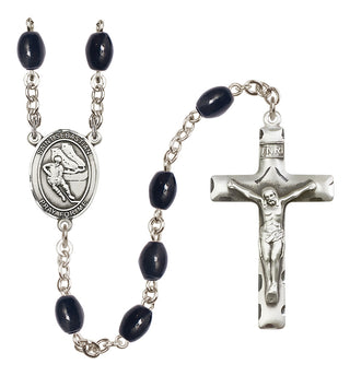 Silver-Plated 8x6mm Saint Sebastian / Hockey Rosary
