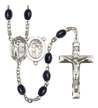 Saint Sebastian and Golf Rosary with 8X6mm Black Onyx Beads
