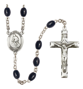 Silver-Plated 8x6mm Saint Sebastian/Wrestling Rosary