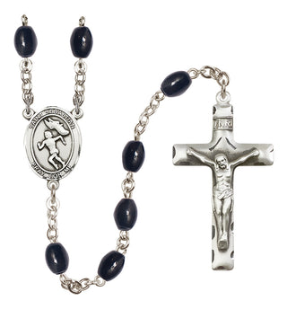 Silver-Plated 8x6mm Saint Sebastian /Track&Field-Women Rosary