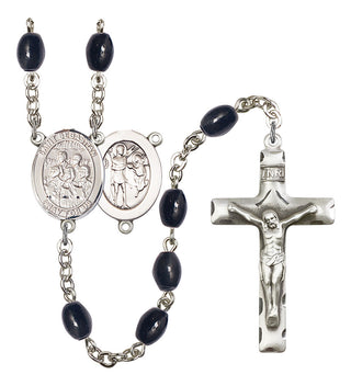 Saint Sebastian and Choir Rosary with 8X6mm Black Onyx Beads