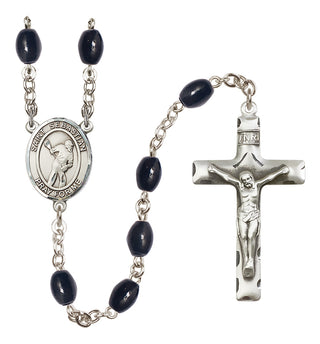Silver-Plated 8x6mm Saint Sebastian/Lacrosse Rosary