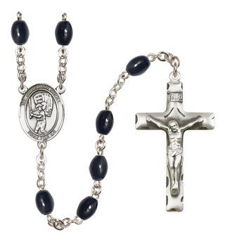 Silver-Plated 8x6mm Guardian Angel/Baseball Rosary