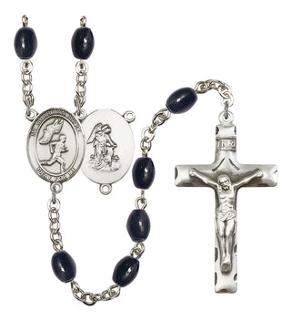 Guardian Angel and Men's Track & Field Rosary with 8X6mm Black Onyx Beads