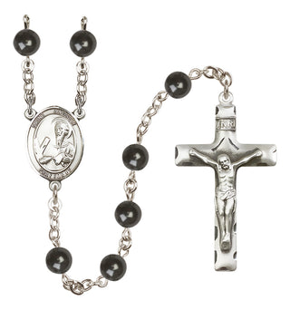 Silver Plated 7mm Black Saint Andrew the Apostle Rosary