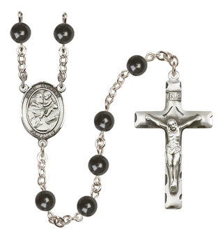 Silver-Plated 7mm Saint Anthony of Padua  Engraved Catholic Rosaries