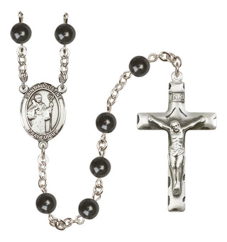 Silver Plated 7mm Black Saint Augustine Rosary