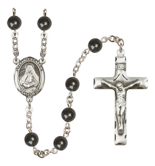 Silver-Plated 7mm Saint Frances Cabrini  Engraved Catholic Rosaries