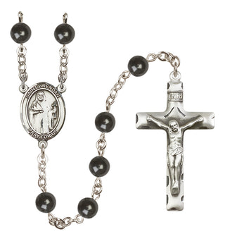 Silver Plated 7mm Black Saint Brendan the Navigator Rosary