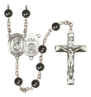 Silver-Plated 7mm Saint Christopher / Air Force Rosary