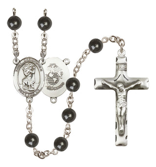 Silver-Plated 7mm Saint Christopher / Marines Rosary