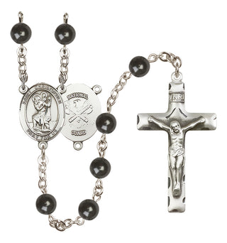 Silver-Plated 7mm Saint Christopher / Nat'l Guard Rosary