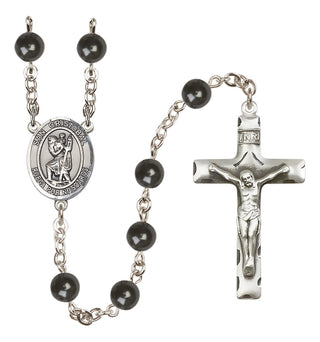 Silver Plated 7mm Black San Cristobal Rosary