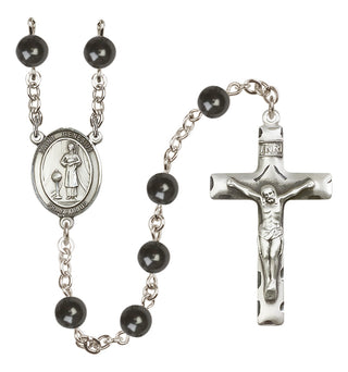 Silver-Plated 7mm Saint Genesius of Rome  Engraved Catholic Rosaries