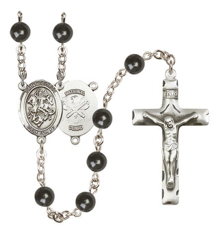 Silver-Plated 7mm Saint George / Nat'l Guard Rosary