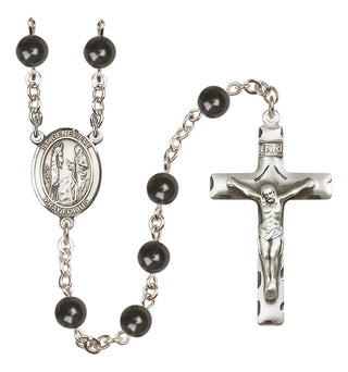 Silver-Plated 7mm Saint Genevieve  Engraved Catholic Rosaries