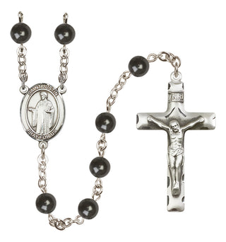 Silver Plated 7mm Black Saint Justin Rosary