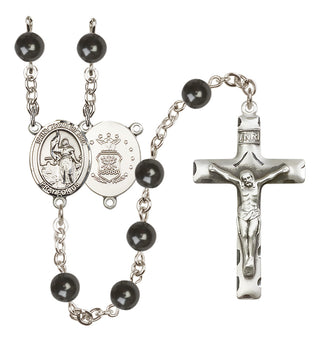 Silver-Plated 7mm Saint Joan of Arc / Air Force Rosary