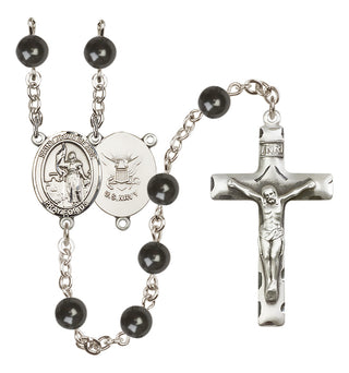Silver-Plated 7mm Saint Joan of Arc / Navy Rosary