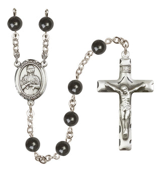 Silver Plated 7mm Black Saint Kateri Tekakwitha Rosary