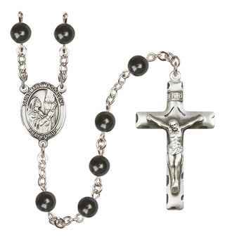 Silver Plated 7mm Black Saint Mary Magdalene Rosary