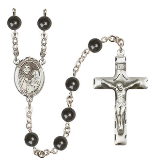 Silver Plated 7mm Black Saint Margaret Mary Alacoque Rosary