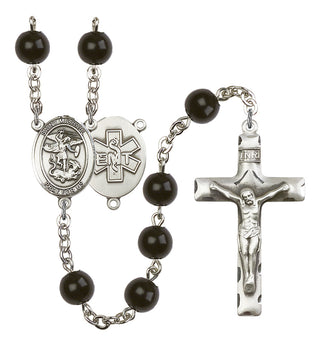 Saint Michael and EMT Rosary with Black Onyx Beads