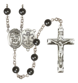 Silver-Plated 7mm Saint Michael/1St Responder Rosary