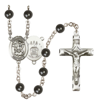 Silver-Plated 7mm Saint Michael / Air Force Rosary