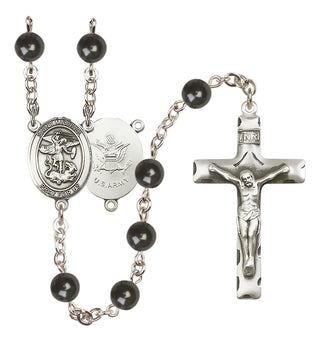 Silver-Plated 7mm Saint Michael / Army Rosary