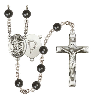 Silver-Plated 6mm Saint Michael / Paratrooper Rosary