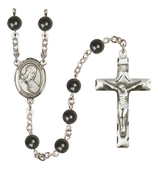 Silver Plated 7mm Black Saint Philomena Rosary