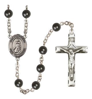 Silver Plated 7mm Black San Peregrino Rosary