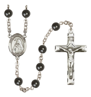 Silver-Plated 7mm Saint Teresa of Avila  Engraved Catholic Rosaries