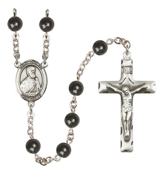 Silver Plated 7mm Black Saint Thomas the Apostle Rosary