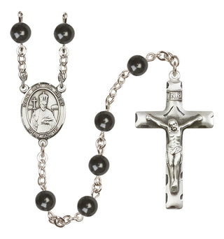 Silver-Plated 7mm Saint Leo the Great  Engraved Catholic Rosaries