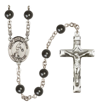 Silver-Plated 7mm Saint Christopher/Basketball Rosary