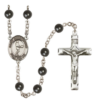 Silver-Plated 7mm Saint Christopher/Tennis Rosary