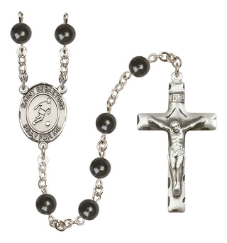 Silver-Plated 7mm Saint Sebastian/Soccer Rosary