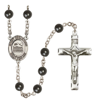 Silver-Plated 7mm Saint Sebastian/Swimming Rosary