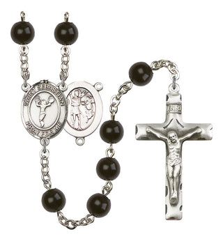 Saint Sebastian and Cheerleading Rosary with Black Onyx Beads