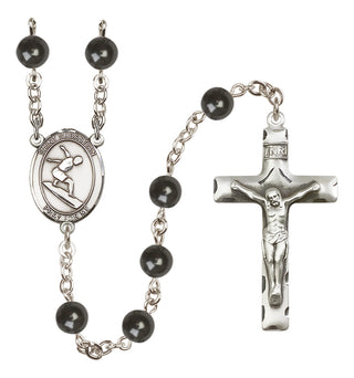Silver-Plated 7mm Saint Sebastian/Surfing Rosary