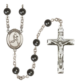 Silver-Plated 7mm Saint Sebastian/Track & Field Rosary