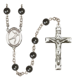 Silver-Plated 7mm Saint Sebastian/Figure Skating Rosary