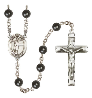 Silver-Plated 7mm Saint Sebastian / Volleyball Rosary