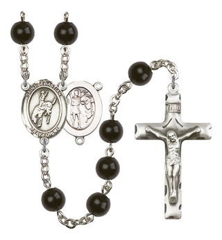 Saint Sebastian and Rodeo Rosary with Black Onyx Beads