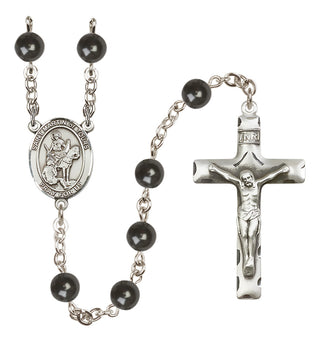 Silver-Plated 7mm Saint Martin of Tours  Engraved Catholic Rosaries