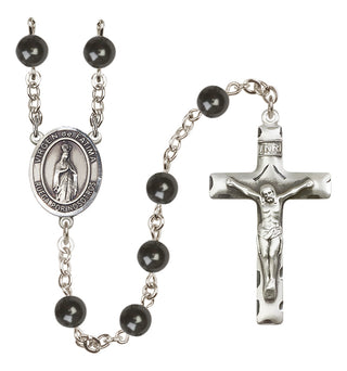 Silver Plated 7mm Black Virgen de Fatima Rosary